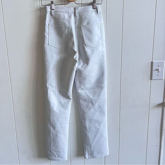 Aritzia Wilfred Melina Birch White Faux Leather High Rise Straight Leg Pant - Picture 10 of 13